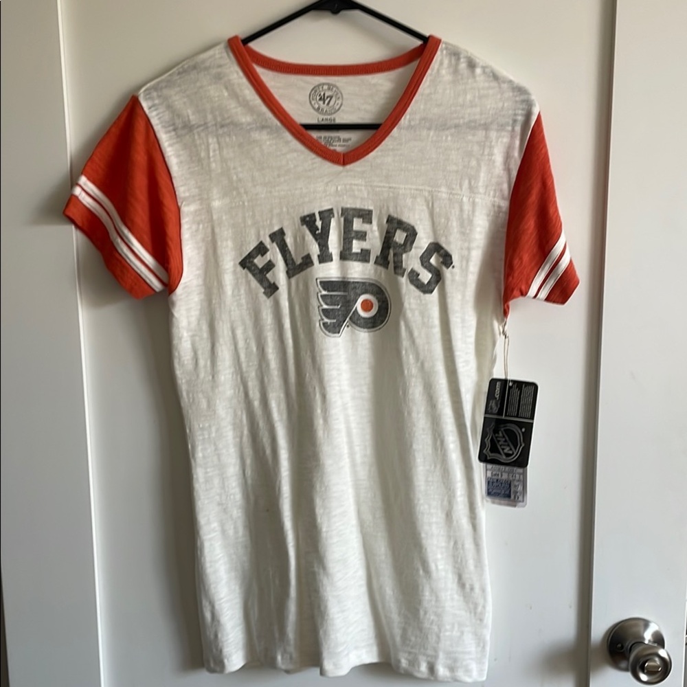 47 Brand White and Orange Flyers Tee